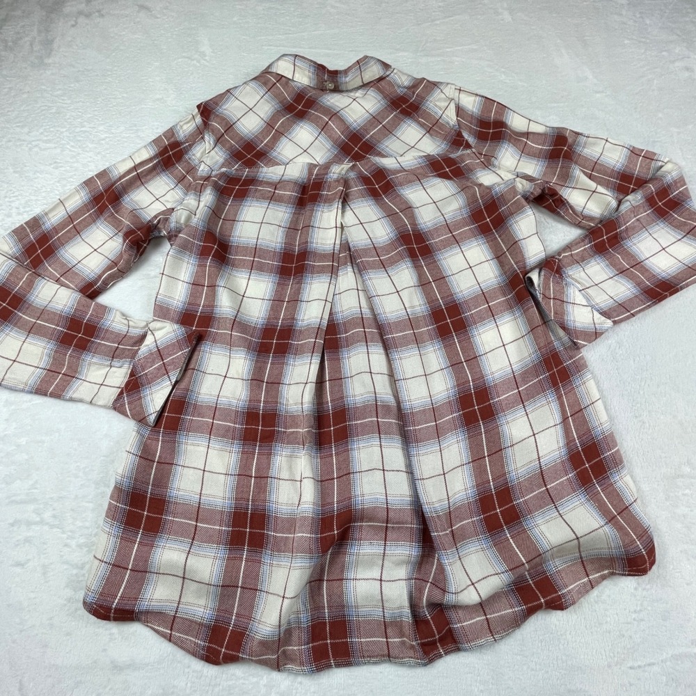 Thread & Supply Relaxed Fit Plaid Button Down Shirt Red Cream Blue S Layering - Picture 8 of 8